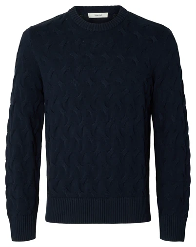 Selected - SLMCarlos Cable Crew Neck - Sky Captain